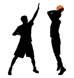 Black Silhouettes Of Men Playing Basketball