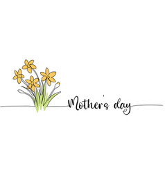 Mothers Day Daffodil Line Art Drawing One