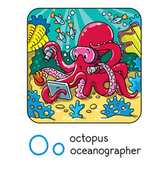 Octopus Oceanographer Abc Funny Animals Alphabet O