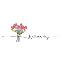 Mothers Day Tulip Line Art Drawing One Continuous