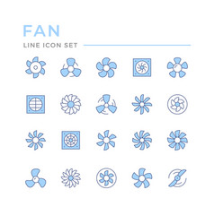 Set Color Line Icons Of Fan