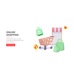 Store Banner With Phone Cart Gift Bags Isolated