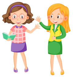 Two Female Teacher Cartoon Characters