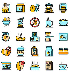 Decaffeinated Coffee Icons Set Flat