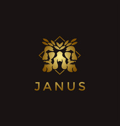 Elegance Gold Janus God Logo Wearing Leaf Crown