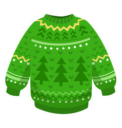 Green Christmas Sweater With Festive Pattern