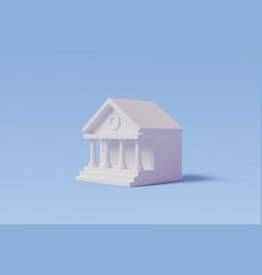 Bank 3d Icon Isolated On Blue Financial