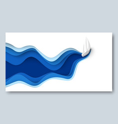 Paper Cut Sail Boat Over Sea Wave