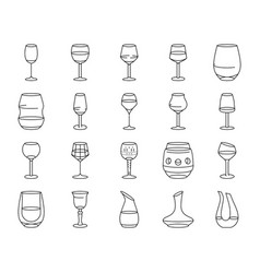 Wine Glass Red Drink Alcohol Icons Set