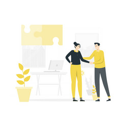 Business Merger Between Man And Woman Flat Design