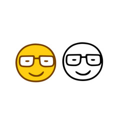 Emoticon With Glasses In Doodle Style Isolated