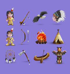 Native American Cartoon Icons