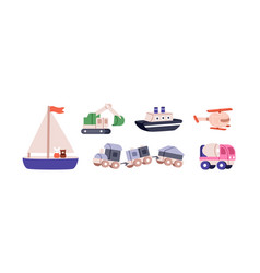 Kids Toy Transport Set Cute Nursery Train Ship