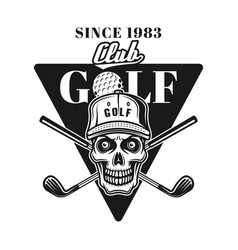 Golf Vintage Emblem With Skull In Hat