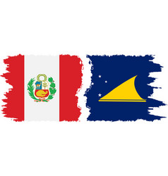 Tokelau And Peru Grunge Flags Connection