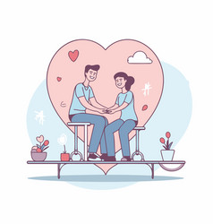 A Couple In Love Sitting On Bench And Holding