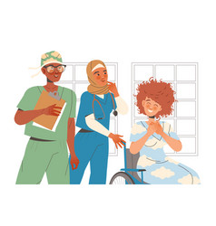 Doctor And Nurse Standing With Patient