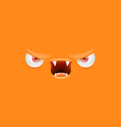 Angry Orange Monster Face With Open Mouth