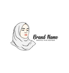 Beautiful Moslem Girl White Hijab Line Art