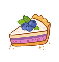 Cute Cartoon Pie Slice Piece Of Berry Cake