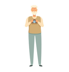 Old Man Travel With Camera Icon Cartoon