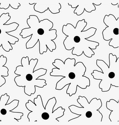 Oversized Line Art Black Flowers Seamless Pattern