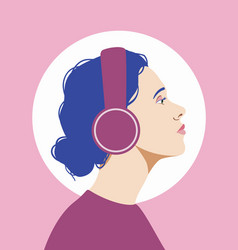 Woman Portrait With Headphones Human Face Profile