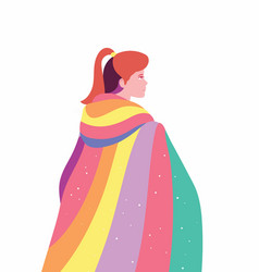 Woman Wearing Colorful Cape To Represent Pride