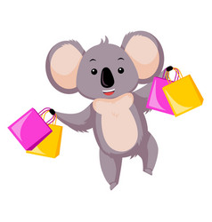 Cute Koala Going Shopping Isolated On White