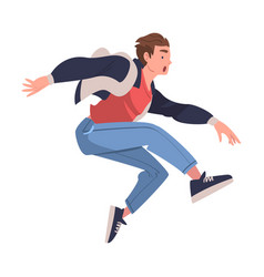 Jumping Man Character Feeling Freedom And Motion