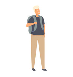 Older Person With Backpack Travel Icon Cartoon