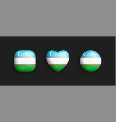 Uzbekistan Official National Flag 3d Glossy Icons