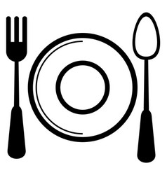 Dinner Icon Plate With Spoon And Fork Top View