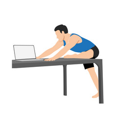 Man Doing Workout At Office Pigeon Pose