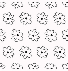 Minimalistic Line Art Black Flowers Seamless