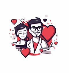 Doctor And Patient In Love Line Art Style Design