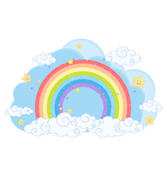 Pastel Rainbow With Clouds Isolated