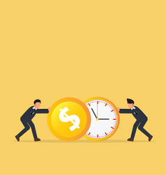 Businessman Push A O Clock And Coin Describe Time