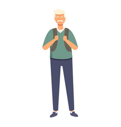 Healthy Old Man With Backpack Icon Cartoon