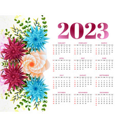 2023 New Year Calendar With Flower Decoration