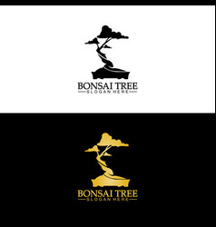 Bonsai Logo Design Silhouette Icon