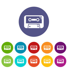 Cassete Tape Icons Set Color