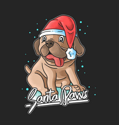 Cute Dog With Santa Hat Paws Christmas Day C