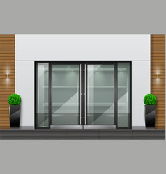 Double Glass Black Doors Front Facade Mockup