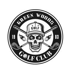 Golf Club Round Emblem With Skull In Hat