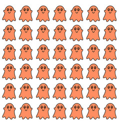 Orange Cute Halloween Ghosts Pattern