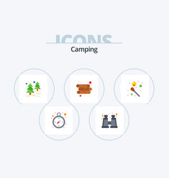 Camping Flat Icon Pack 5 Icon Design Stick Fire