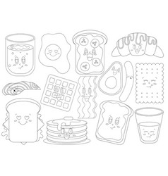 Coloring Page With Food For Breakfast