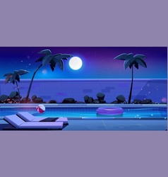 Night Swimming Pool At Tropical Summer Resort