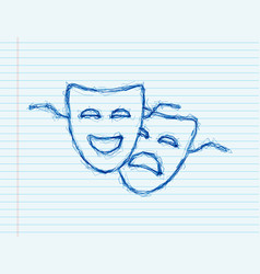 Comedy And Tragedy Theatrical Masks Sketch Style